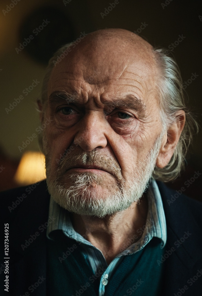 Obraz premium Portrait eines grimmig schauenden alten Mannes