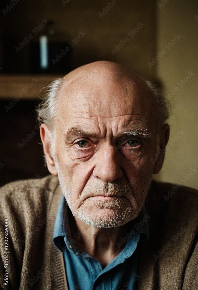 Obraz premium Portrait eines grimmig schauenden alten Mannes