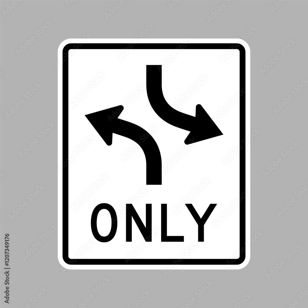 Two Way Left turn Only Sign. Vector Two Way Left turn Only Sign. Vector