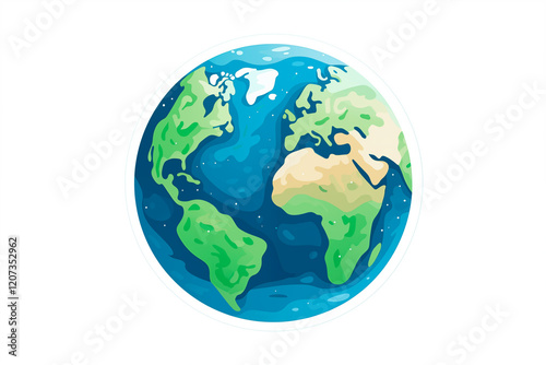 Fototapeta Naklejka Na Ścianę i Meble -  Illustration of planet earth on a white isolated background. Image created with AI