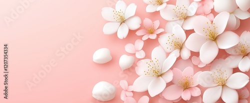 Spring background art with pink blossom. Beautiful nature scene with blooming tree and sun flare. Abstract blurred background. Springtime