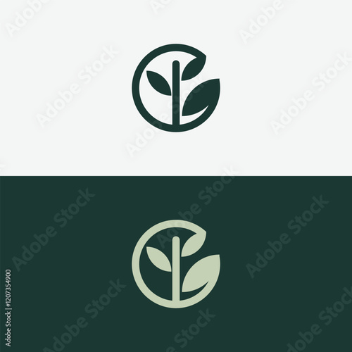 letter C tree or C growth logo concept vector icon
