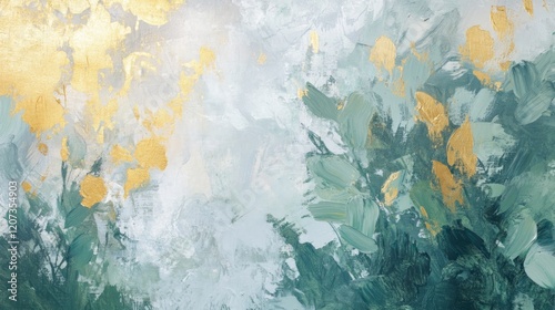 Abstract teal gold canvas art painting texture background