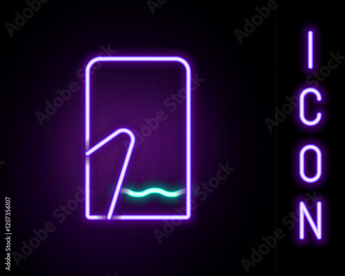 Glowing neon line Christmas mitten icon isolated on black background. Colorful outline concept. Vector