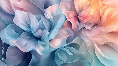 Elegant Abstract Background with Flowing Floral Swirls in Soft Pastel Hues
