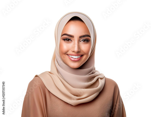 Obraz na płótnie portrait of a young beauty arab woman with veil in a transparent background w salonie