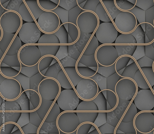 3D Futuristic Seamless Wallpaper with Brown Ribbon Forms photo