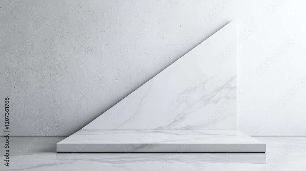 Obraz premium Minimalist white corner space with clean geometric lines, perfect for product display or modern design concepts