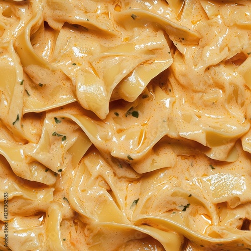 Tileable creamy pasta texture with rich buttery sauce, seamless high-resolution food pattern for design, backgrounds, and culinary creative projects
