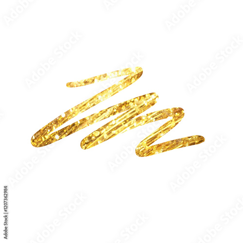 Hand drawn gold glitter scribble line