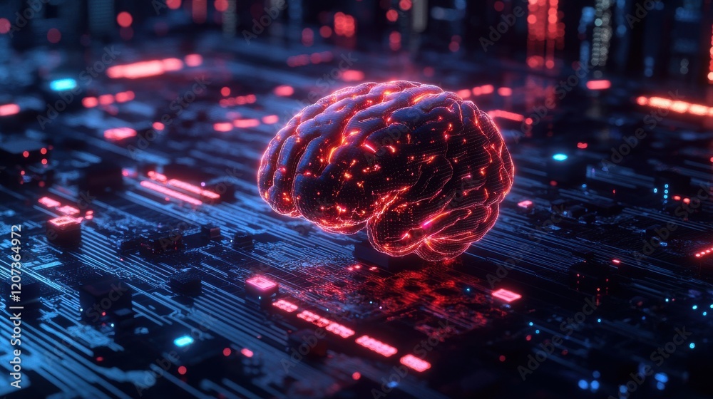 Fototapeta premium Machine learning algorithm visualization on a data analysis hub highlighting data patterns and predictive modeling : Predictive Analytics Concept
