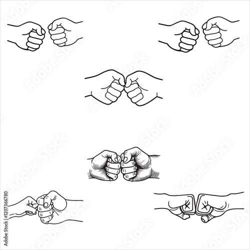  Set of Father and son hands ClipArt Design, Father's Day Fist Bump Vector illustration