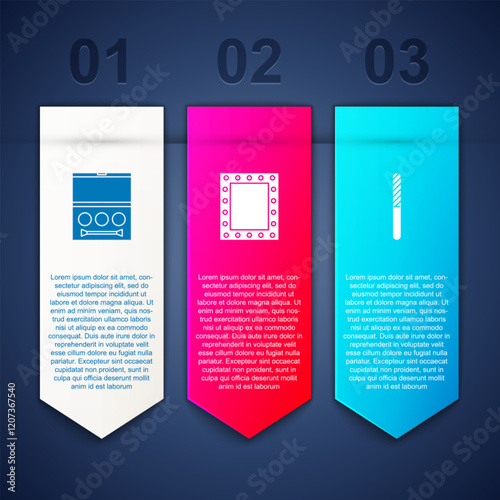 Set Eye shadow palette, Makeup mirror with lights and Nail file. Business infographic template. Vector