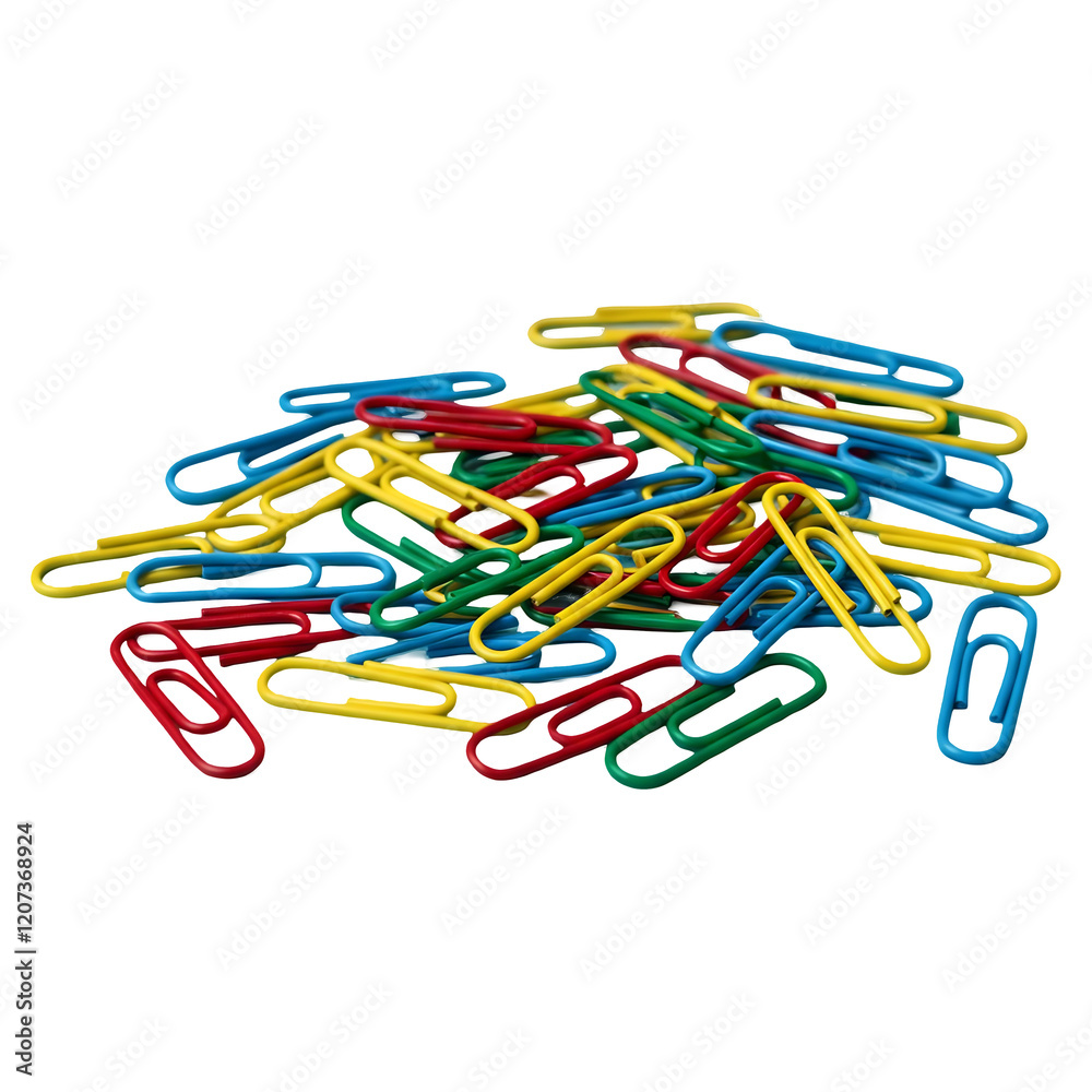 Set of Colorful Paper Clips on Transparent Background Set of Colorful Paper Clips on Transparent Background