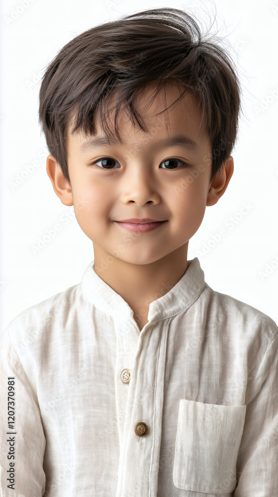Asian Boy Standing on White Clean Background Asian Boy Standing on White Clean Background