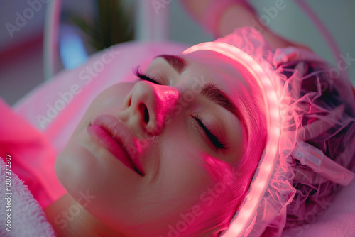 Wallpaper Mural Beautiful woman getting RF facial lifting procedure in a beauty clinic, generative-AI Torontodigital.ca