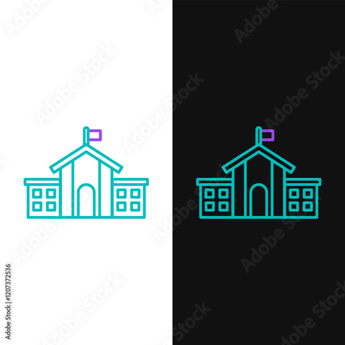 Line United States Capitol Congress icon isolated on white and black background. Washington DC, USA. Colorful outline concept. Vector