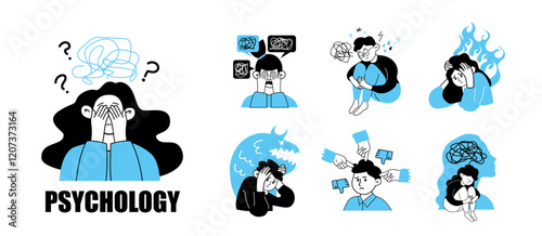 Children mental health concept vector illustration 