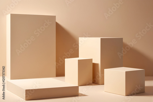 abstract 3d podium render. product display podium and business concept.