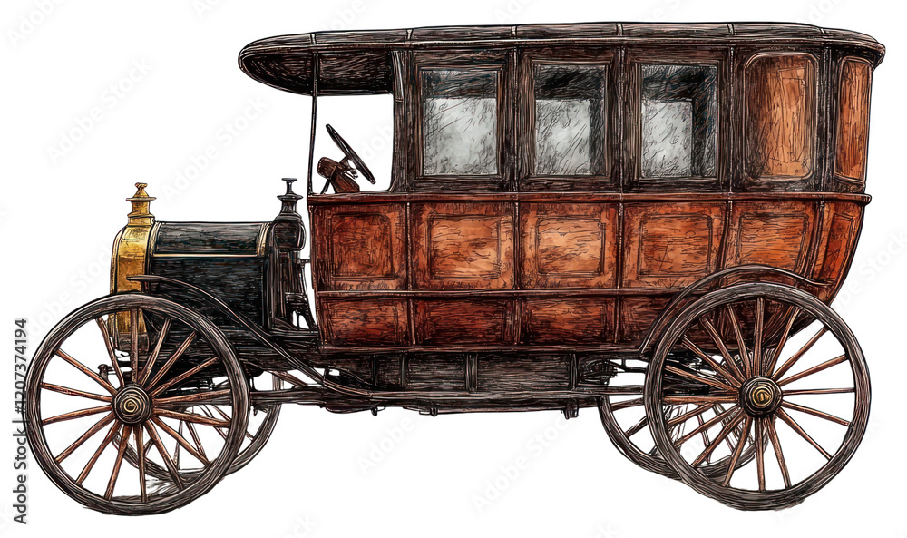 Fototapeta premium PNG Wooden carriage vehicles transportation illustration vintage.