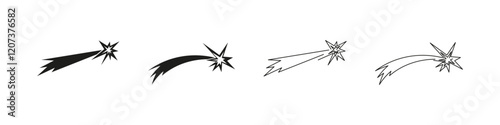Shooting Star Sparkle Vector Icons Set