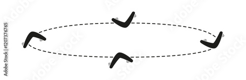 Boomerang Flying in Circle Vector Illustration