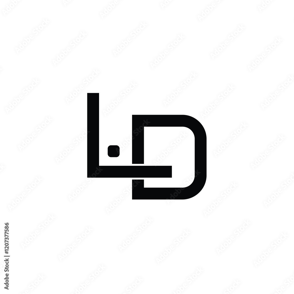 Fototapeta premium LD monogram logo design letter text name symbol monochrome logotype alphabet character simple logo