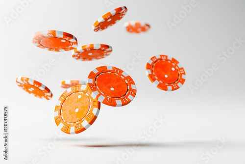 Orange and White Poker Chips in Motion