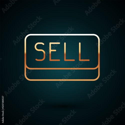 Gold line Sell button icon isolated on dark blue background. Financial and stock investment market concept. Vector