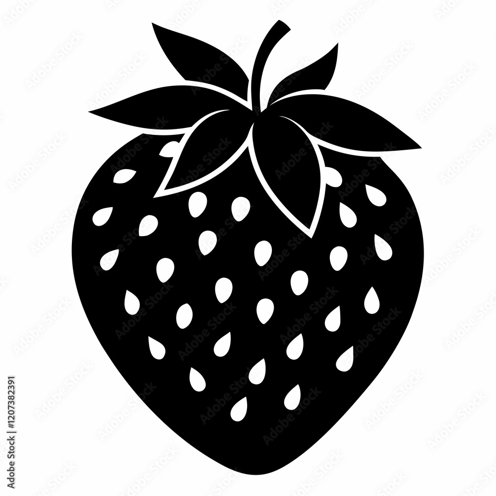 Black Strawberry Shape Vector Illustration Black Strawberry Shape Vector Illustration