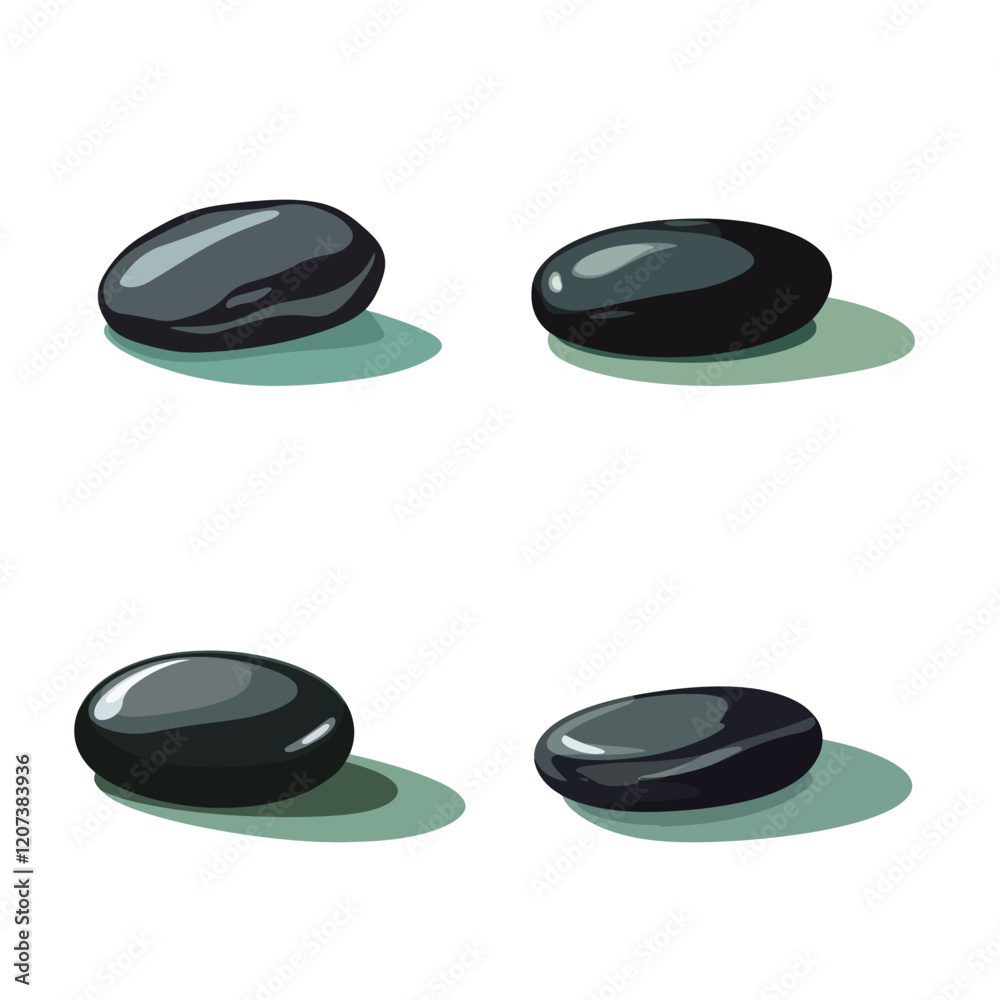 Vector of a Smooth Black Stone – Elegant and Simple Design of a Polished Rock, Perfect for Minimalist, Nature, and Texture Illustrations Vector of a Smooth Black Stone – Elegant and Simple Design of a Polished Rock, Perfect for Minimalist, Nature, and Texture Illustrations