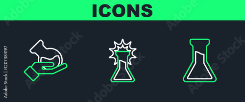 Set line Test tube and flask, and icon. Vector