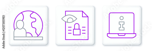 Set line Information, World news and Journalistic investigation icon. Vector