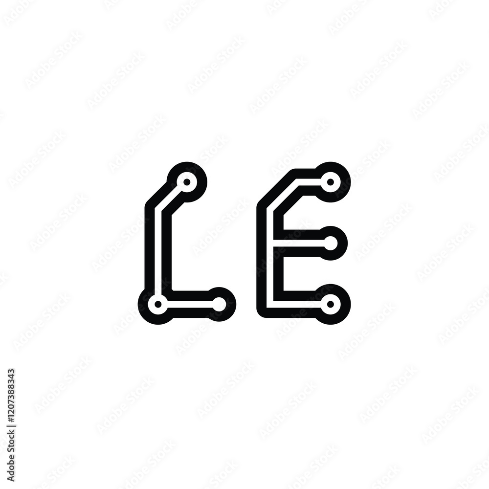 LE monogram logo design letter text name symbol monochrome logotype alphabet character simple logo
