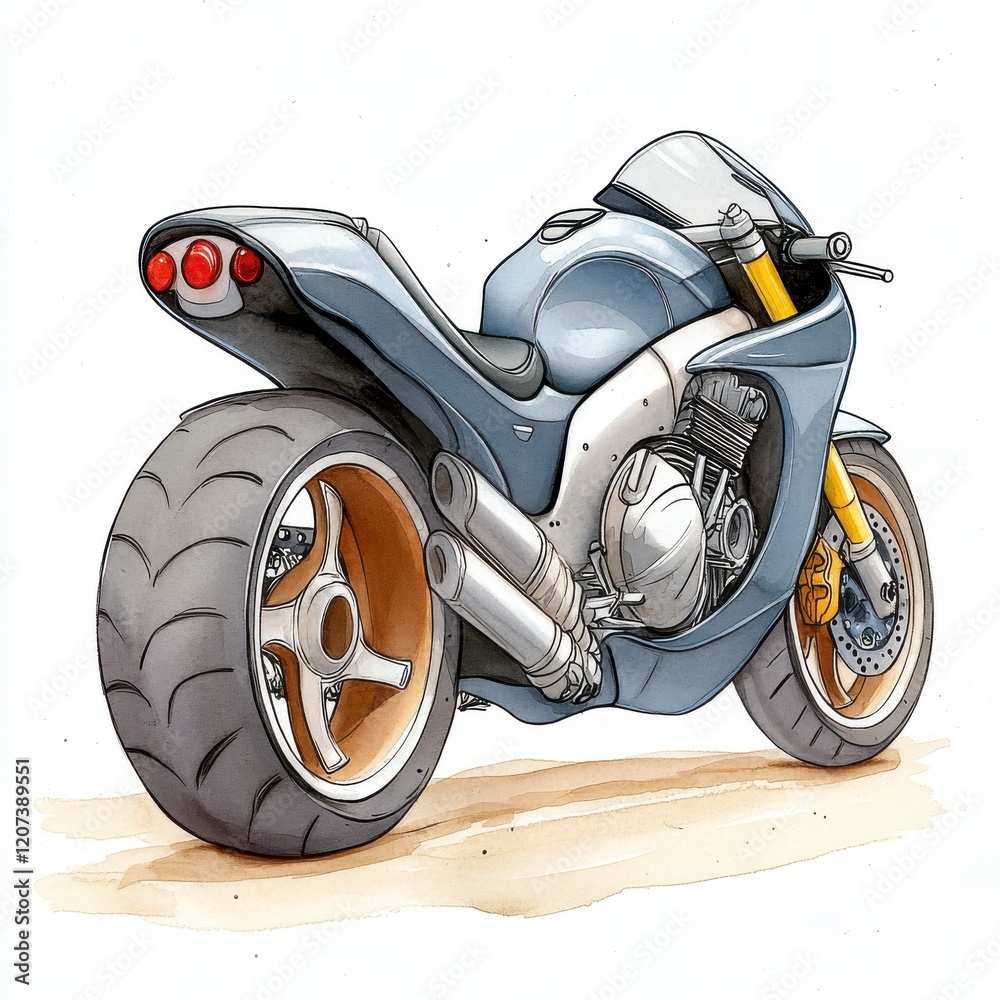 Sleek Modern Motorcycle Design with Artistic Illustration Style Sleek Modern Motorcycle Design with Artistic Illustration Style