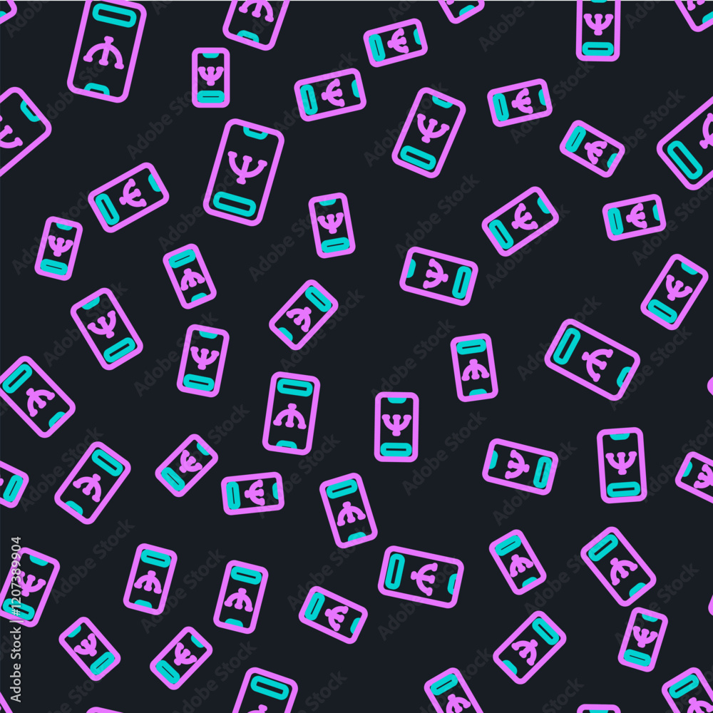 Line Online psychological counseling distance icon isolated seamless pattern on black background. Psychotherapy, psychological help, psychiatrist online consulting. Vector Line Online psychological counseling distance icon isolated seamless pattern on black background. Psychotherapy, psychological help, psychiatrist online consulting. Vector