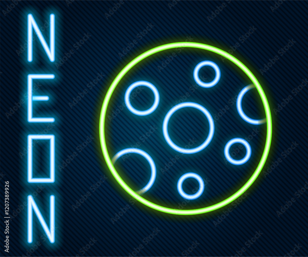 Glowing neon line Full moon icon isolated on black background. Cloudy night sign. Sleep dreams symbol. Night or bed time sign. Colorful outline concept. Vector Glowing neon line Full moon icon isolated on black background. Cloudy night sign. Sleep dreams symbol. Night or bed time sign. Colorful outline concept. Vector