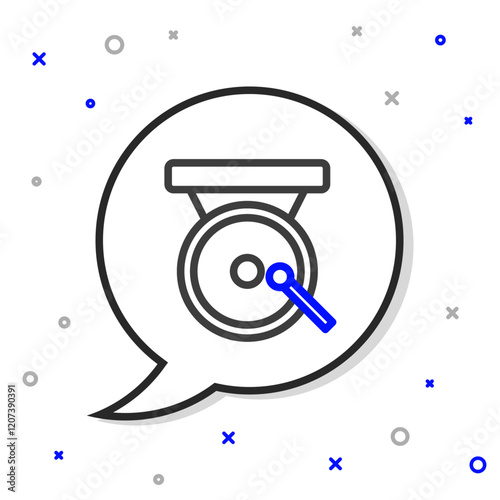 Line Boxing gong icon isolated on white background. Boxing bell. Colorful outline concept. Vector