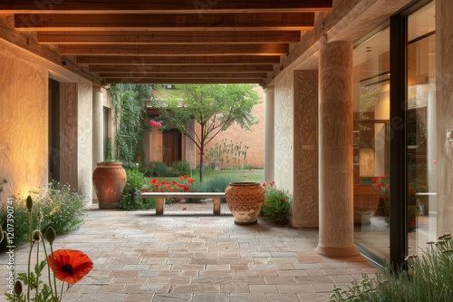 Serene Tuscany Courtyard in Italian Style photo