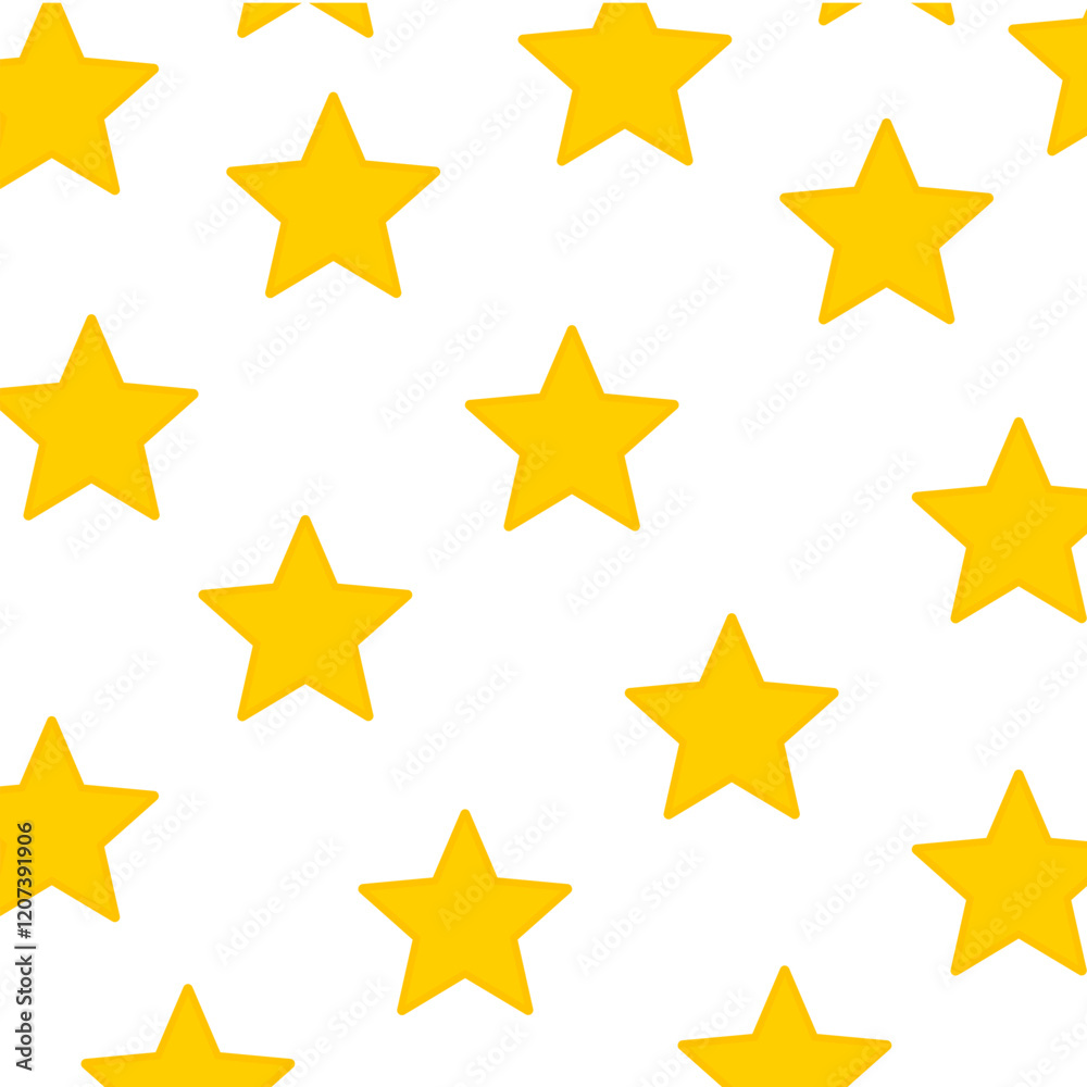 Pattern with yellow stars on a white background. Design of children's goods, wrapping paper, children's wallpaper. Vector illustration. Pattern with yellow stars on a white background. Design of children's goods, wrapping paper, children's wallpaper. Vector illustration.