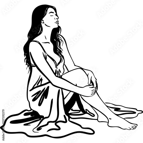 Sitting Girl in a Relaxed Pose