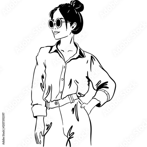 Girl in a Shirt and Pants