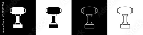 Set Gear shifter icon isolated on black and white background. Manual transmission icon. Vector