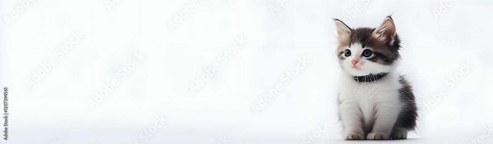 A cute kitten sitting against a soft, light background, exuding innocence and charm. A cute kitten sitting against a soft, light background, exuding innocence and charm.