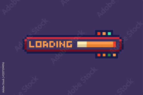 Retro pixelated loading bar design concept for digital interfaces and gaming