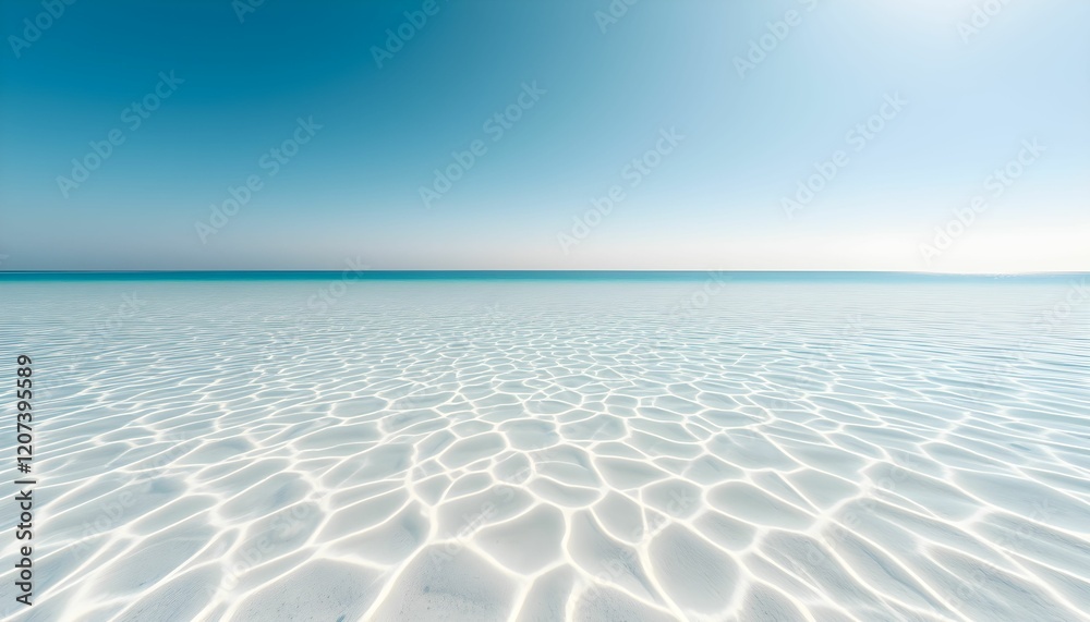 Fototapeta premium The Serenity of Shallow Azure Waters: A Tranquil Beach Scene