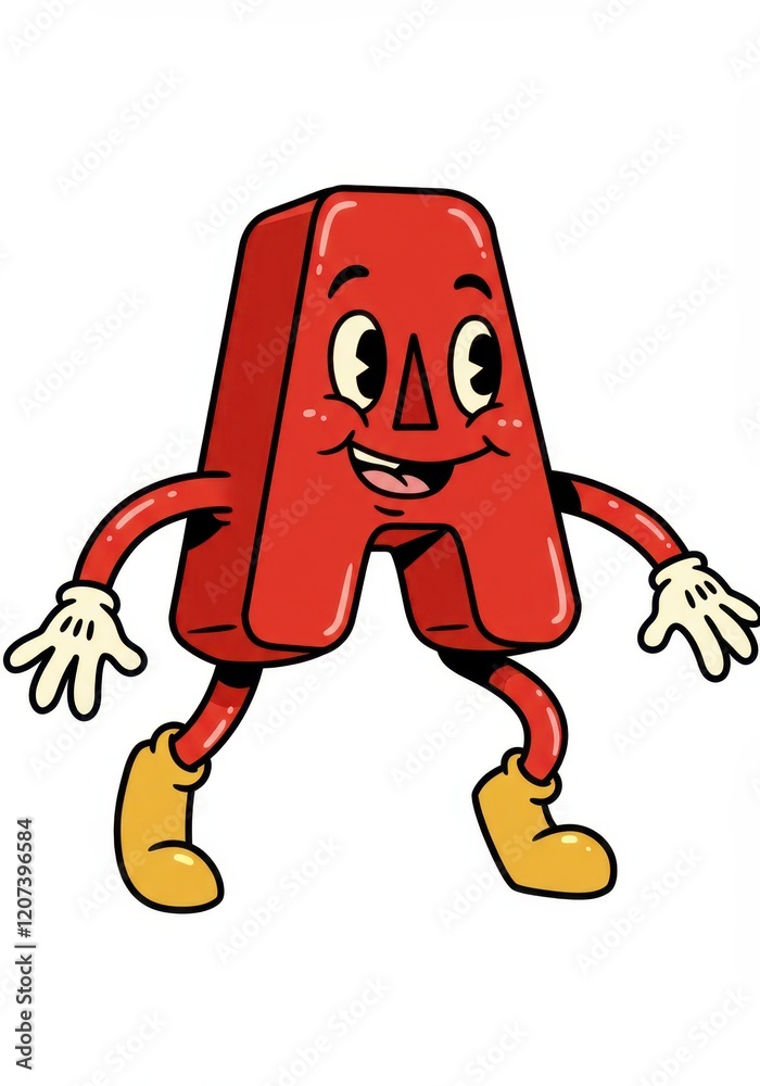 Cheerful red letter a character with arms and legs Cheerful red letter a character with arms and legs