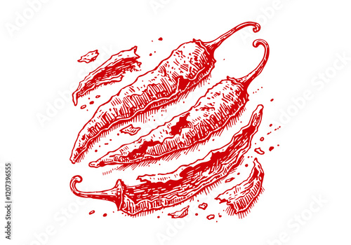 Chili Leftover Waste Hand Drawn Sketch Illustration Vector Isolated
