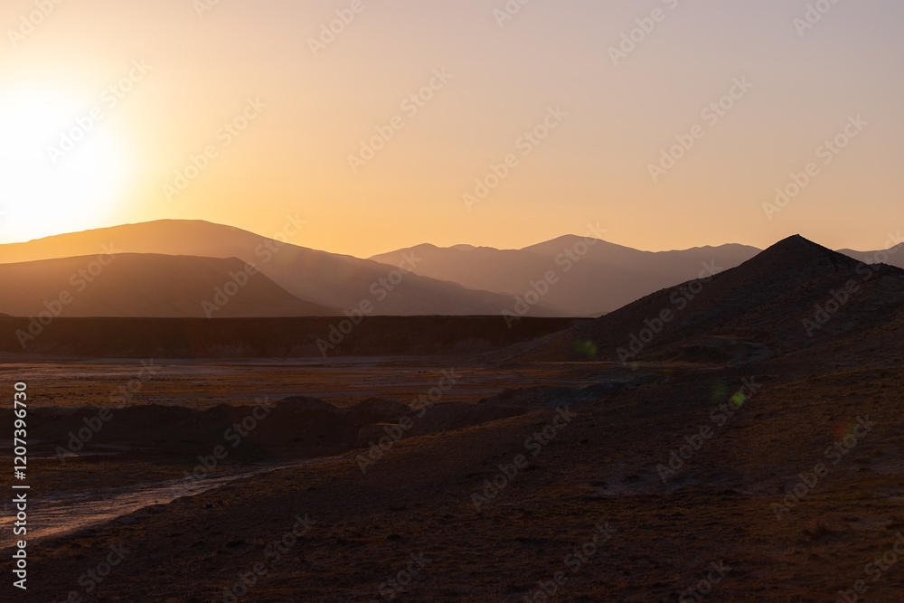 Beautiful yellow sunset in the mountains. Azerbaijan. Beautiful yellow sunset in the mountains. Azerbaijan.