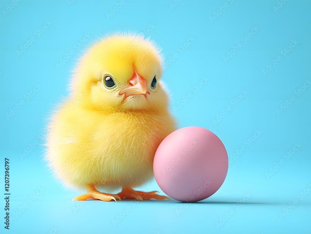 Cute Easter Chick with Colorful Egg – Easter Celebration Concept Cute Easter Chick with Colorful Egg – Easter Celebration Concept